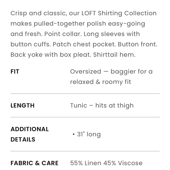 Loft Black Linen Button Down NWT Large - Picture 4 of 4